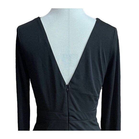 AQUA LUXE Little Black Dress Mini Bodycon Rhinestone Cuffs Women Small V-Back‎ - Picture 4 of 10